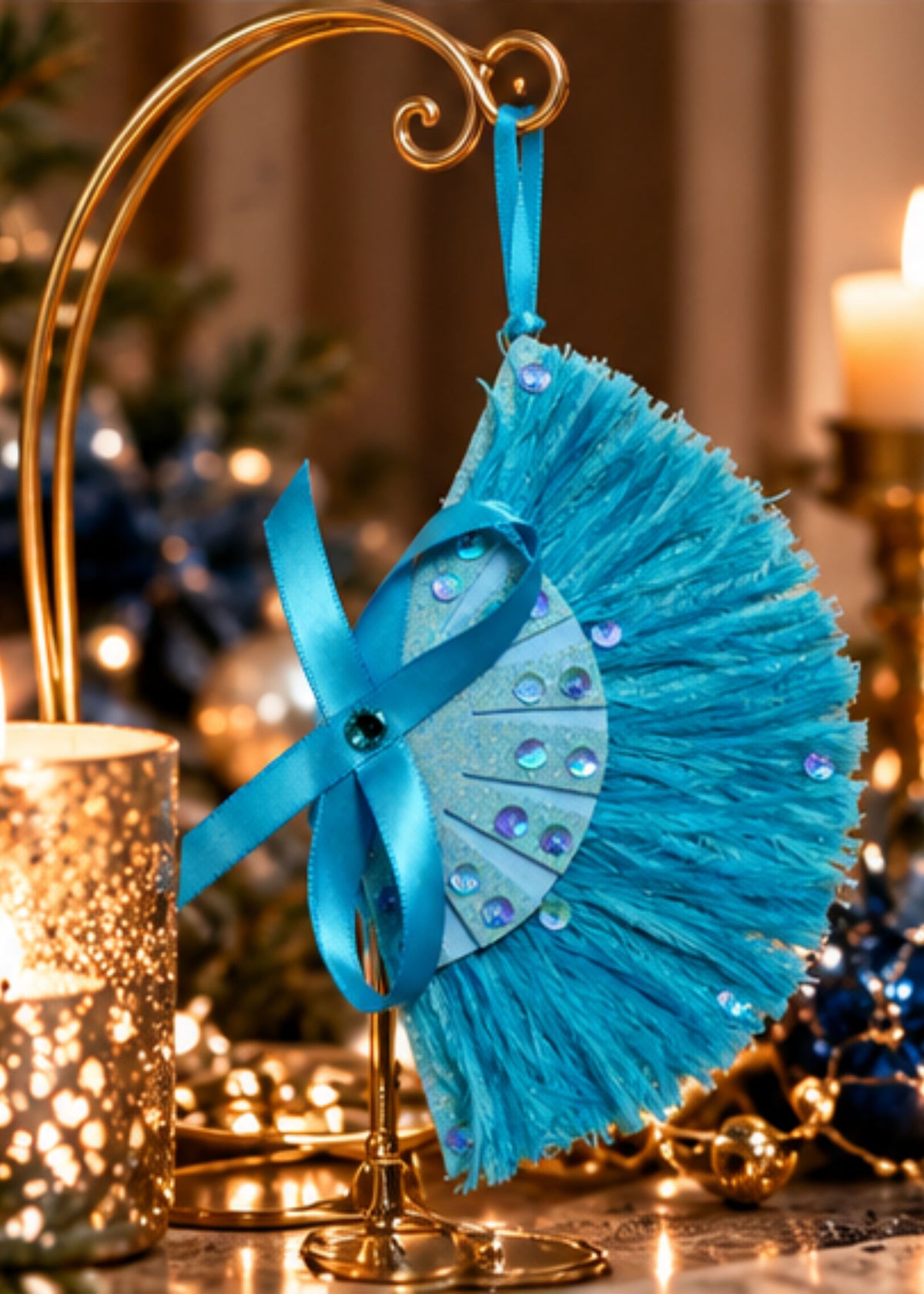 Blue "Sisters" Fan Christmas Ornament - Rosemary Clooney Museum