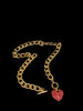 Pink Rhinestone Heart Toggle Necklace