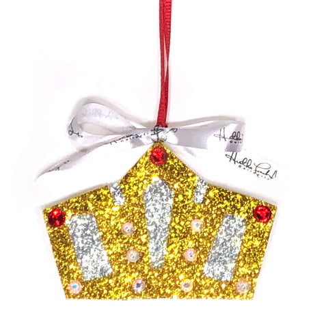 Ruby and Gold Crown Christmas Ornament