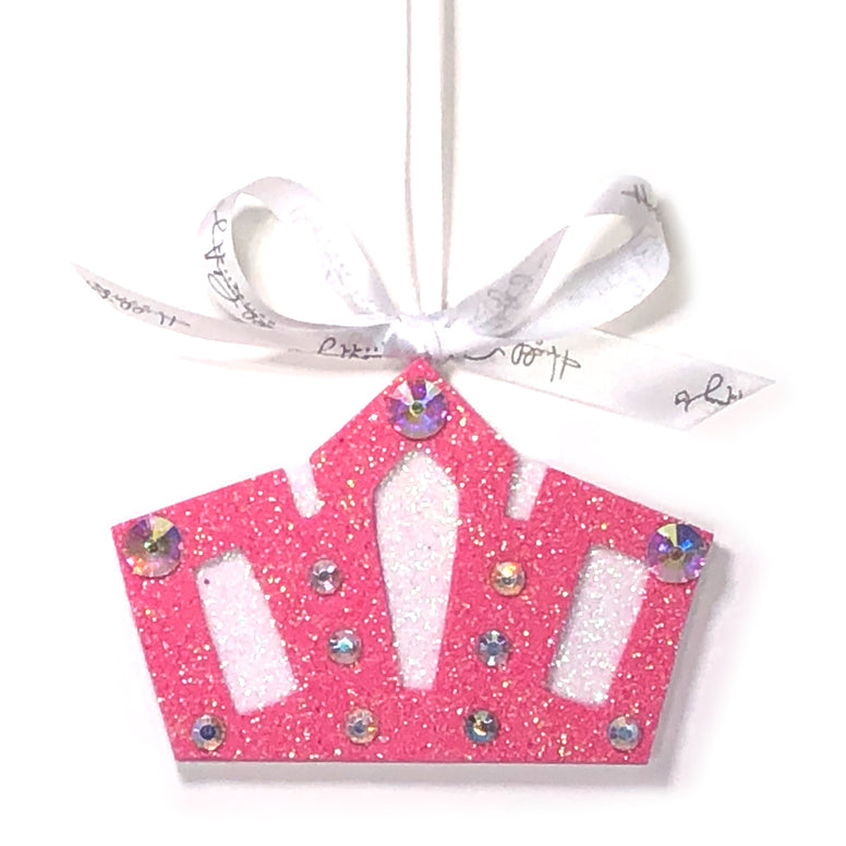 Pink Crystal Crown Christmas Ornament