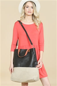 THE "HEATHER" BLACK LEATHER TOTE BAG
