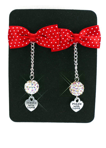 Polka Dot Bow Tie Made With Love Earrings