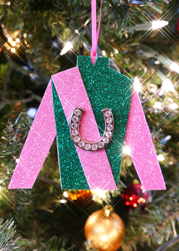 Green & Pink Jockey Silks Hanging Ornament