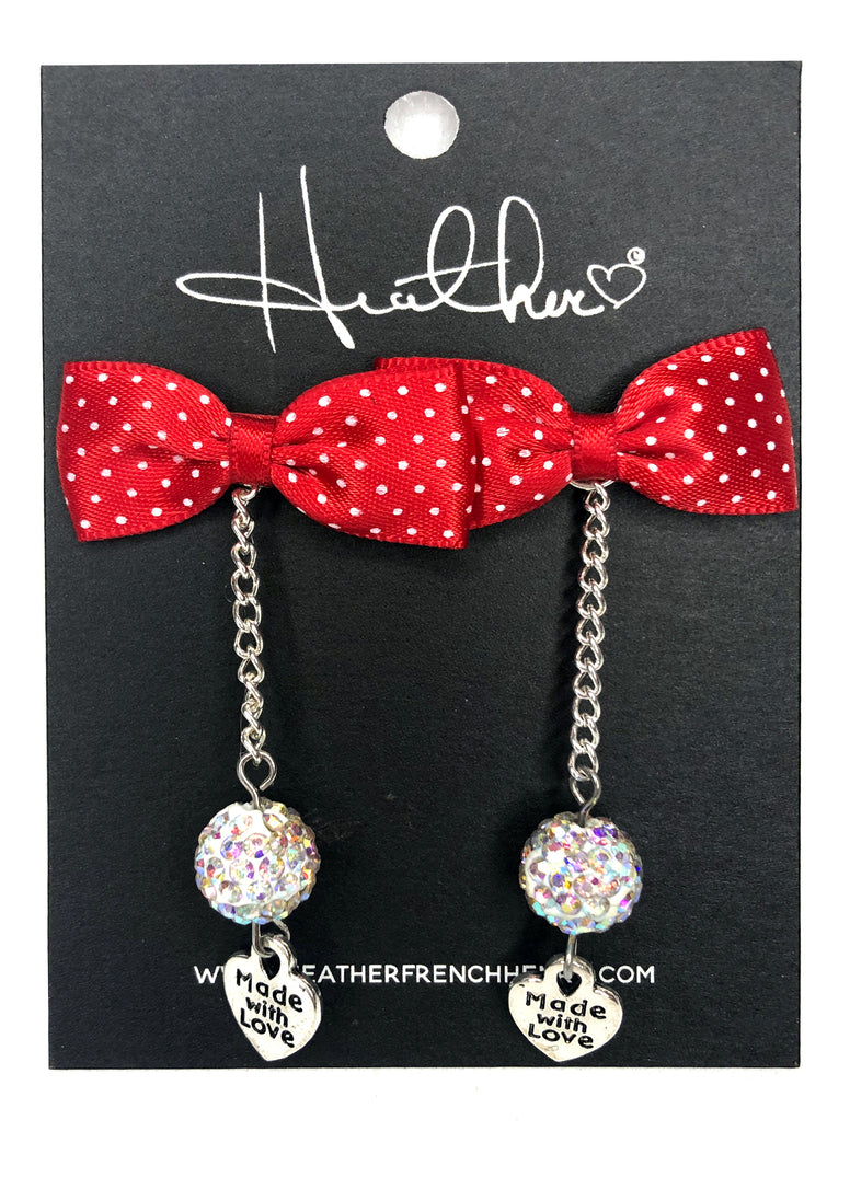 Polka Dot Bow Tie Made With Love Earrings