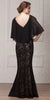 V-NECK FLORAL LACE SHEER CAPE LONG MOB GOWN